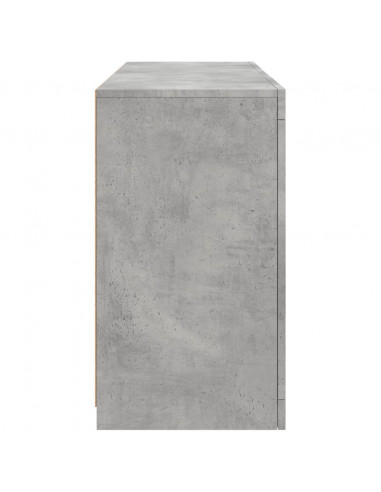 Credenza con Luci LED Grigio Cemento 123x37x67 cm