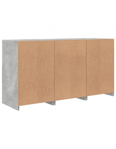 Credenza con Luci LED Grigio Cemento 123x37x67 cm