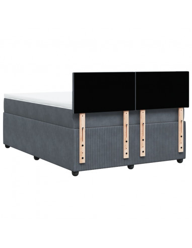 Giroletto a Molle con Materasso Grigio Scuro 160x200 cm Velluto