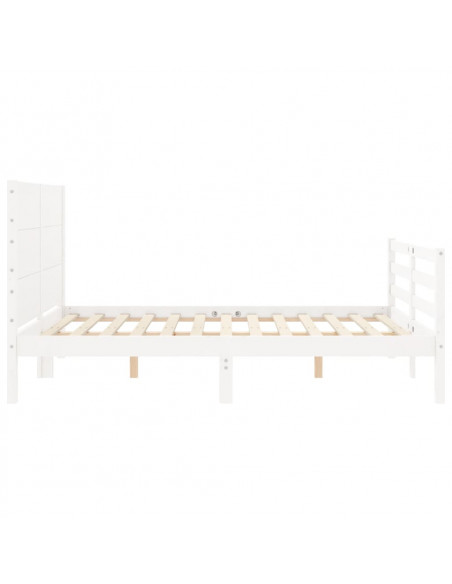 Giroletto con Testiera Bianco 140x200 cm in Legno Massello