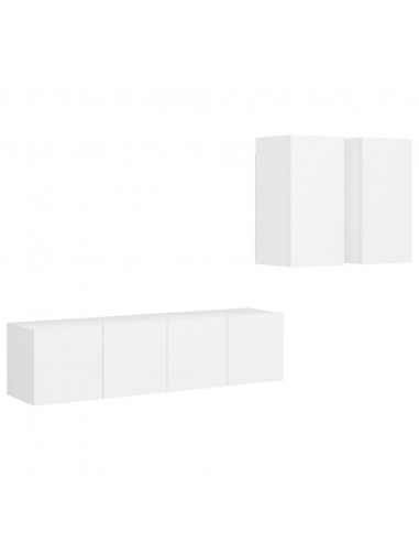 Set Mobili Porta TV 4 pz Bianco in Legno Multistrato