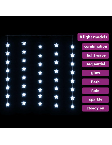 Luci Fatate a Stella a LED 200 LED Bianco Freddo 8 Funzioni