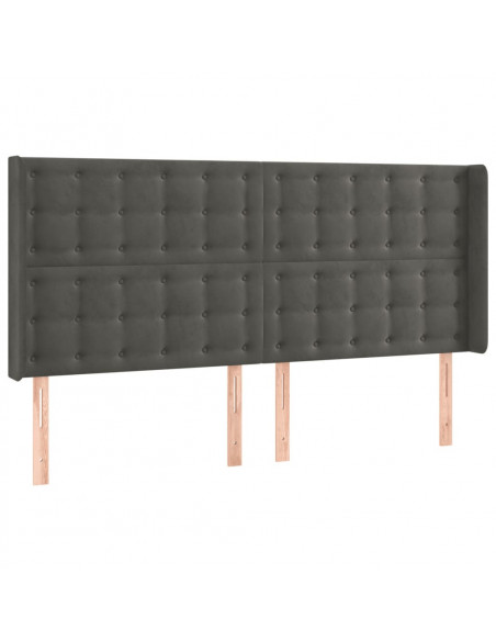 Testiera ad Orecchio GrigioScuro 163x16x118/128cm in Velluto