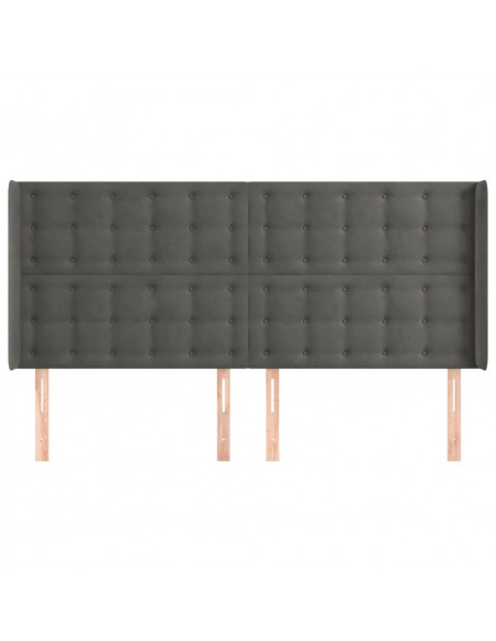 Testiera ad Orecchio GrigioScuro 163x16x118/128cm in Velluto