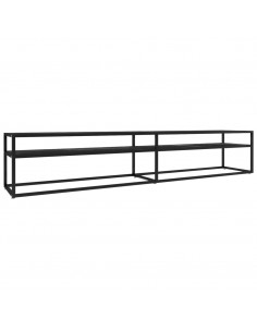 Mobile Porta TV Marmo Nero 220x40x40,5 cm in Vetro Temperato 2