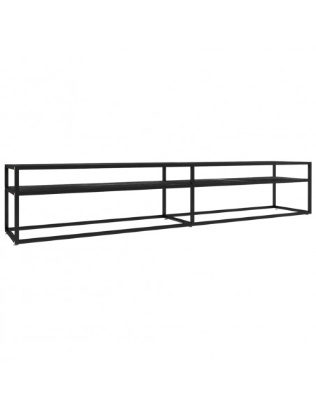 Mobile Porta TV Marmo Nero 220x40x40,5 cm in Vetro Temperato