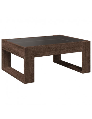 Tavolino da Salotto con LED Infinity Rovere Marrone 70x53x30 cm