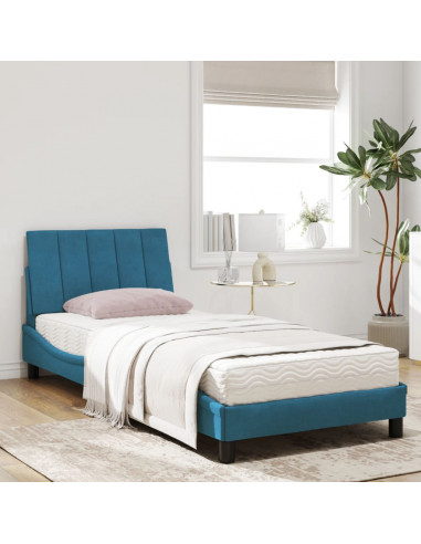 Letto con Materasso Blu 90x200 cm in Velluto
