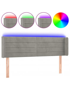 Testiera Grigio Chiaro a LED 147x16x78/88 cm in Velluto 2