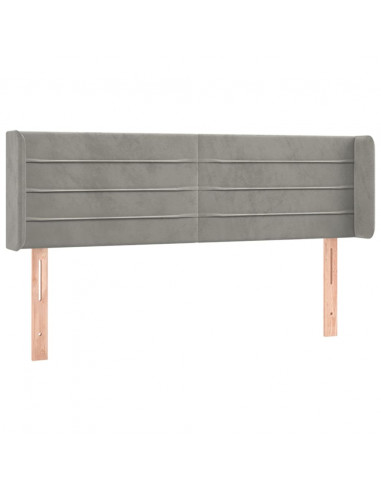 Testiera Grigio Chiaro a LED 147x16x78/88 cm in Velluto