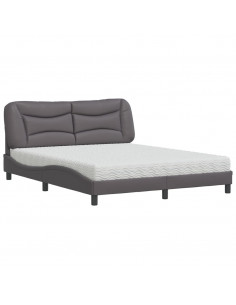 Letto con Materasso Grigio 160x200 cm in Similpelle 2