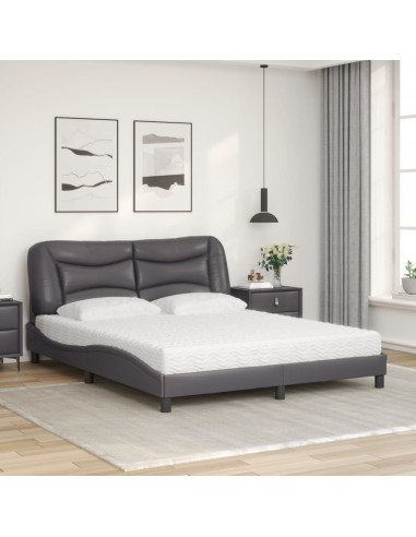 Letto con Materasso Grigio 160x200 cm in Similpelle