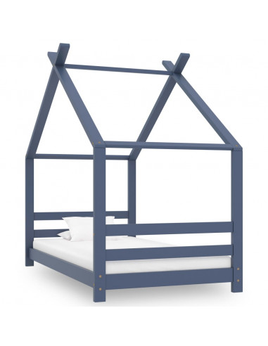 Giroletto per Bambini Grigio in Legno Massello di Pino 80x160cm