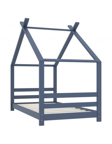 Giroletto per Bambini Grigio in Legno Massello di Pino 80x160cm