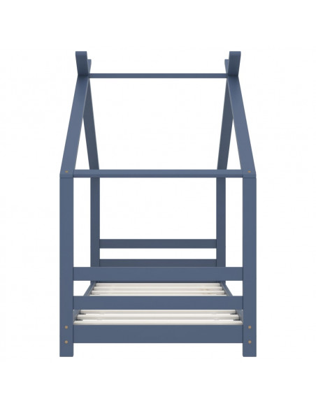 Giroletto per Bambini Grigio in Legno Massello di Pino 80x160cm