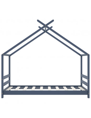 Giroletto per Bambini Grigio in Legno Massello di Pino 80x160cm