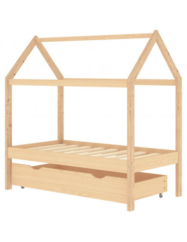 Giroletto per Bambini con Cassetto in Pino Massello 70x140 cm