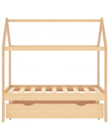 Giroletto per Bambini con Cassetto in Pino Massello 70x140 cm