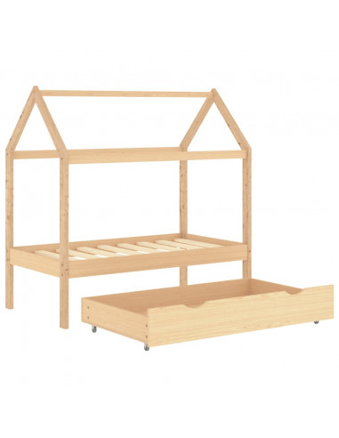 Giroletto per Bambini con Cassetto in Pino Massello 70x140 cm