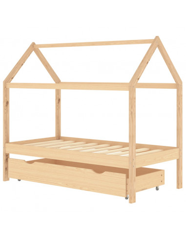 Giroletto per Bambini con Cassetto in Pino Massello 80x160 cm