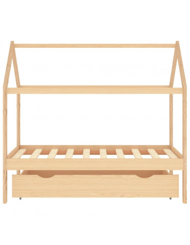 Giroletto per Bambini con Cassetto in Pino Massello 80x160 cm