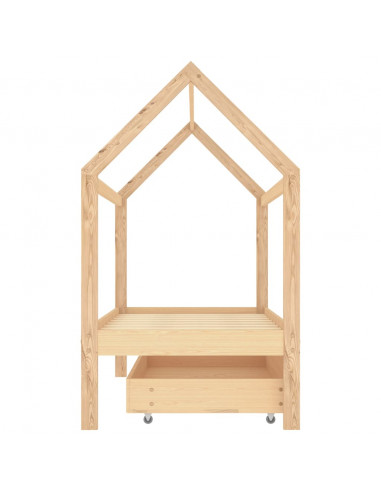 Giroletto per Bambini con Cassetto in Pino Massello 80x160 cm