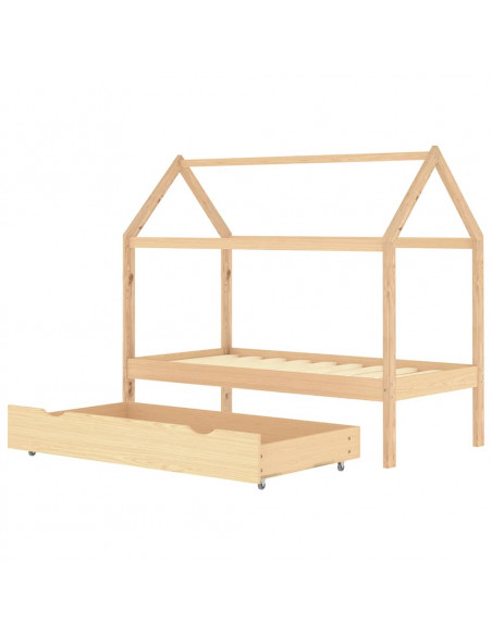 Giroletto per Bambini con Cassetto in Pino Massello 80x160 cm