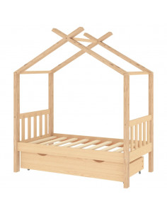 Giroletto per Bambini con Cassetto in Pino Massello 70x140 cm 2