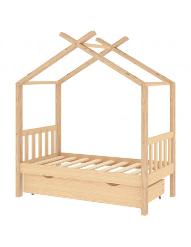 Giroletto per Bambini con Cassetto in Pino Massello 70x140 cm