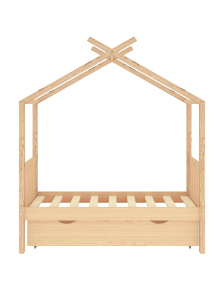 Giroletto per Bambini con Cassetto in Pino Massello 70x140 cm