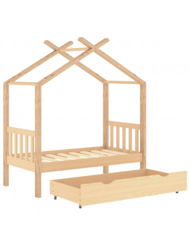 Giroletto per Bambini con Cassetto in Pino Massello 70x140 cm