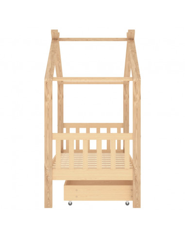 Giroletto per Bambini con Cassetto in Pino Massello 80x160 cm