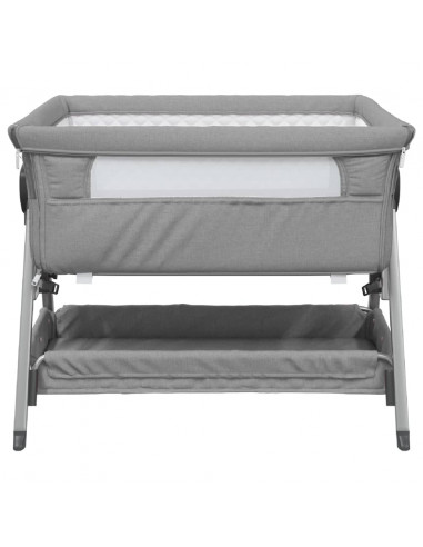 Lettino per Bambini con Materasso Grigio Chiaro Tessuto di Lino