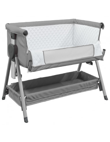 Lettino per Bambini con Materasso Grigio Chiaro Tessuto di Lino