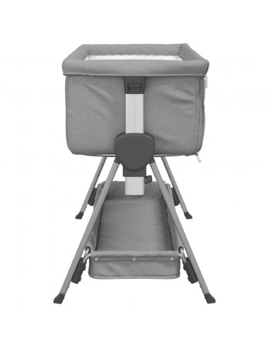 Lettino per Bambini con Materasso Grigio Chiaro Tessuto di Lino