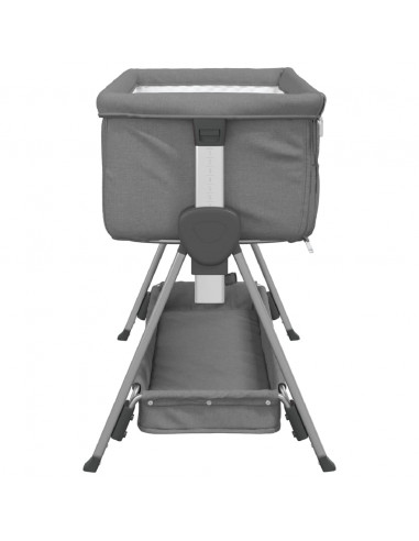 Lettino per Bambini con Materasso Grigio Scuro Tessuto di Lino