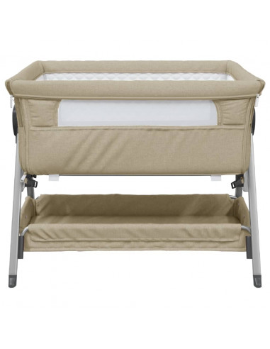 Lettino per Bambini con Materasso Tortora in Tessuto di Lino