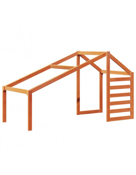 Letto a Castello con Tetto Cera 90x200 cm Legno Massello Pino