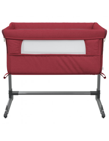Lettino per Bambini con Materasso Rosso in Tessuto di Lino