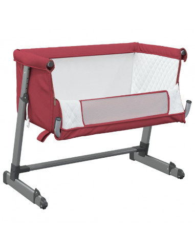 Lettino per Bambini con Materasso Rosso in Tessuto di Lino