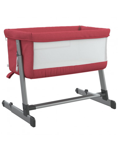 Lettino per Bambini con Materasso Rosso in Tessuto di Lino
