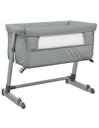 Lettino per Bambini con Materasso Grigio Chiaro Tessuto di Lino