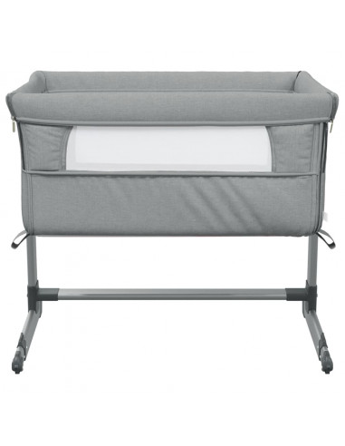 Lettino per Bambini con Materasso Grigio Chiaro Tessuto di Lino