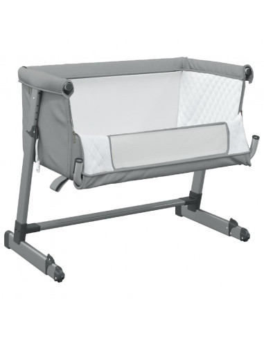 Lettino per Bambini con Materasso Grigio Chiaro Tessuto di Lino