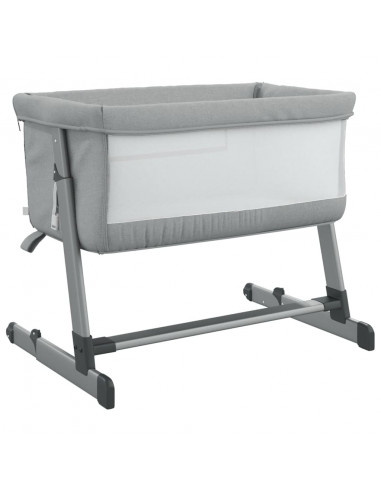 Lettino per Bambini con Materasso Grigio Chiaro Tessuto di Lino