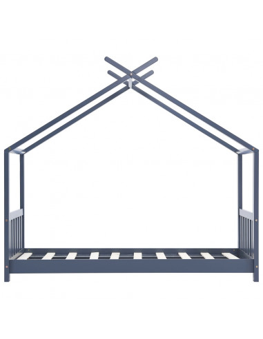 Giroletto per Bambini Grigio in Legno Massello di Pino 80x160cm