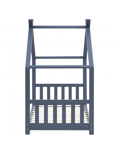 Giroletto per Bambini Grigio in Legno Massello di Pino 80x160cm