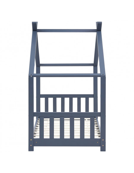Giroletto per Bambini Grigio in Legno Massello di Pino 80x160cm