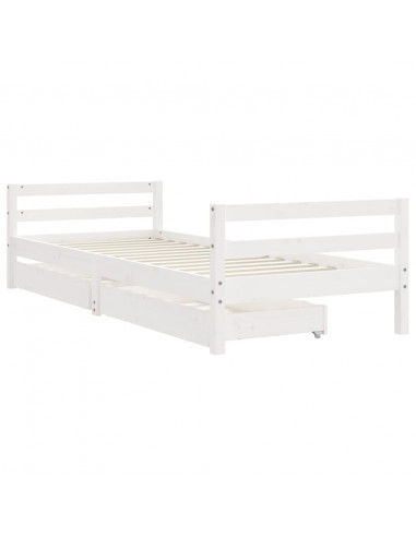 Giroletto Bambini con Cassetti Bianco 80x200cm Massello di Pino