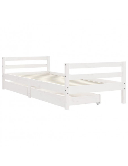 Giroletto Bambini con Cassetti Bianco 80x200cm Massello di Pino